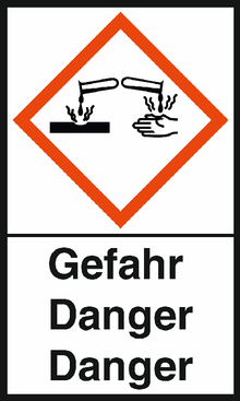 GHS-Warnetiketten „Verätzung – Gefahr“